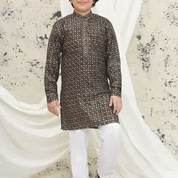 Aj DEZInES Boys Floral Embroidered Regular Sequinned Kurta with Pyjamas-31