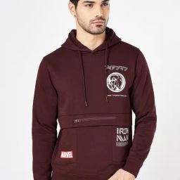 Sf Jeans By Pantaloons Maroon Regular Fit Printed Hooded Sweatshirt-picture-33
