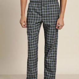 Hancock Black Cotton Regular Fit Checks Jogger Pants-picture-13