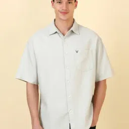Allen Solly Grey Cotton Relaxed Fit Texture Shirt-picture-8