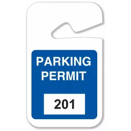 BRADY White and Blue Plastic Rear View Mirror Tag Parking Permits, 3TME1 (Pack of 100)-18