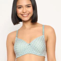 Clovia Grey Cotton Regular Fit Printed Bra-picture-19