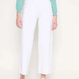 MADAME White Plain Mid rise Jeans-image-93