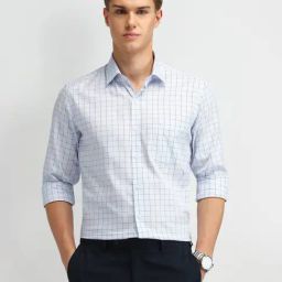 Arrow Blue Cotton Slim Fit Checks Shirt-picture-11