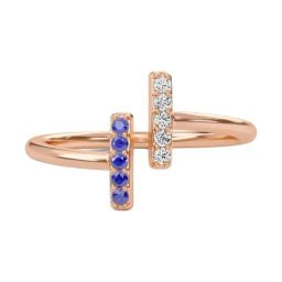 SHINE ETERNAL Lab Grown Diamond 14k (585) Rose Gold Linear Sapphire Open Ring for Women-picture-6