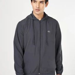 Ajile By Pantaloons Charcoal Black Regular Fit Hooded Jacket-image-34
