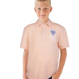 Gini & Jony Kids Peach Cotton Embroidered Polo T-Shirt-image-73