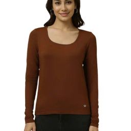Allen Solly Brown Plain Tops-image-49