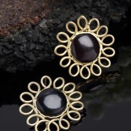 Panash Gold Plated Stone Studded Floral Shaped Handcrafted Stud Earrings-13