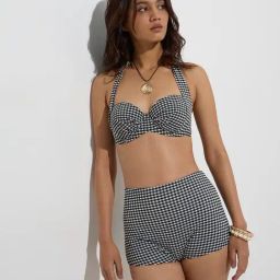 Wunderlove Swimwear by Westside Black Checks Underwired Balconette Bra-image-68