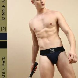 Zoiro Black & Navy Regular Fit Colour Block Briefs - Pack Of 2-image-16