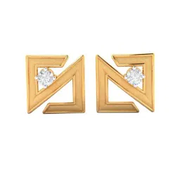 BIS Hallmarked 14k Yellow Gold Abstract Designed Stud Earrings for Women & Girls-image-25