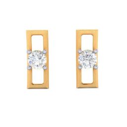 BIS Hallmarked 14k Yellow Gold Rectangular-shape Stud Earrings for Women & Girls-image-49