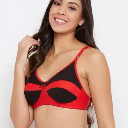 Clovia Red & Black Non Wired Non Padded Full Coverage Bra image 4