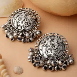 Panash Silver Plated Circular Drop Earrings-image-58