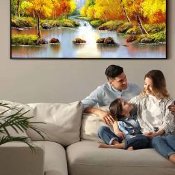 Art Street Black & Yellow Autumn Trees Nature Scenery Large Panel Wall Art Print-picture-7