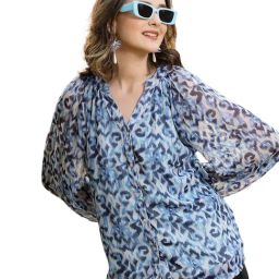 Melon by PlusS Blue Printed Top-image-16