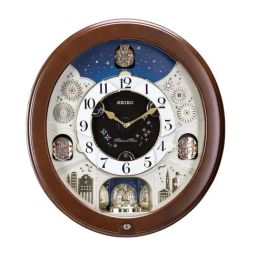 SEIKO Brown Plastic Classic Melody In Motion Oval Analog Musical Wall Clock-14