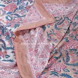 Shahenaz Vrindavan Floral Pink Cotton Single Reversible Dohar-picture-6