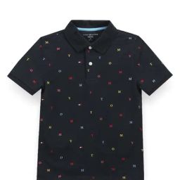 Tommy Hilfiger Boys Blue Solid Regular Fit Polo T-Shirt-image-79