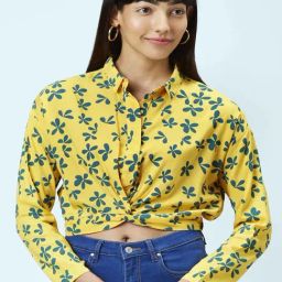 People by Pantaloons Mustard Printed Crop Top-image-17