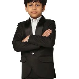 TAHVO Kids Pitch Black Slim Fit Full Sleeves Blazer-image-34