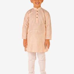 Pro-Ethic Style Developer Kids Peach & White Striped Full Sleeves Kurta with Pyjamas-picture-17