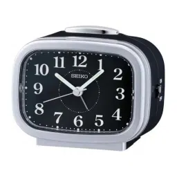 SEIKO Silver Plastic Classic Rectangular Bell Alarm Snooze Lumibrite Table Clock-image-89