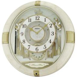 SEIKO White Plastic Elegant Classic Oval Chime Melody In Motion Westminster Wall Clock-image-65