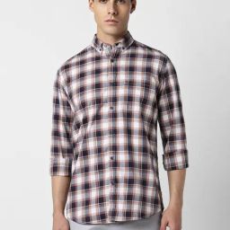 Van Heusen Multicolored Cotton Slim Fit Checks Shirt-image-4