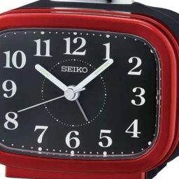 SEIKO Red Plastic Classic Rectangular Bell Alarm Snooze Lumibrite Table Clock image 2
