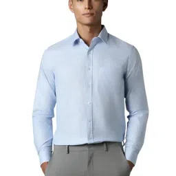 Louis Philippe Blue Cotton Slim Fit Self Pattern Shirt-picture-31