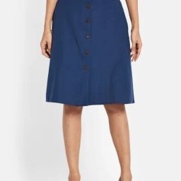 Fabindia Navy Cotton A-Line Skirt-image-49