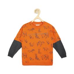 Peter England Kids Orange Printed Full Sleeves Sweatshirt-image-14