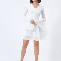 COLOR CAPITAL White Regular Fit Fit & Flare Dress-image-24