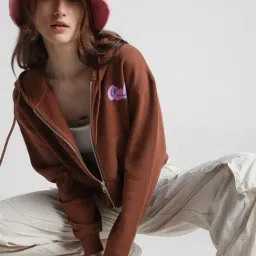 Only Brown Graphic Print Hoodie-image-81