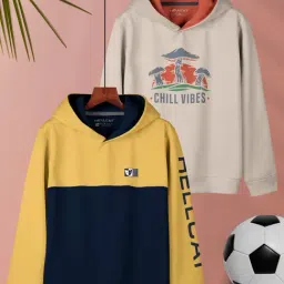 HELLCAT Kids Mustard & Beige Printed Full Sleeves T-Shirt (Pack Of 2)-image-39