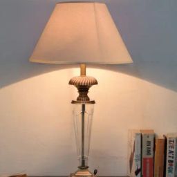 Kapoor Lamp Shades Brass Antique & Pink Brass Provence Cotton Shade Table Lamp-image-20