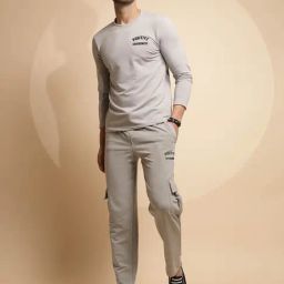 Global Republic Beige Regular Fit T-Shirt & Trackpants Set-picture-23