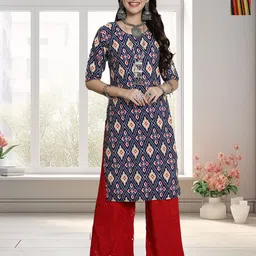 HERE&NOW Selection Of 2 Ethnic Motifs Printed Round Neck Straight Kurtas-19
