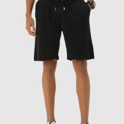 Bene Kleed Jet Black Cotton Loose Fit Shorts-image-53