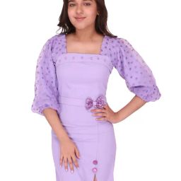 Cutecumber Kids Purple Solid  Shift Dress-image-35
