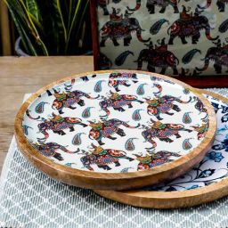 Home4U Ajantha Printed Multicolor Wood Platter-image-70