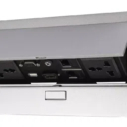 Audiovan Hydraulic Cable Cubby Popup Box with HDMI Connector, Audio Connector LAN Wire & Power Ports & USB Port(10 Module, Silver)-5