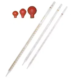 Eduscope Borosilicate Glass Pipette Graduated 1, 2, 5, 10, 25 ml with Pipette Bulb, ‎Glass Pipette-05 (Pack of 5 Pcs) image 2