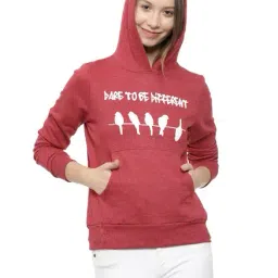 Campus Sutra Maroon Printed Hoodie-picture-6