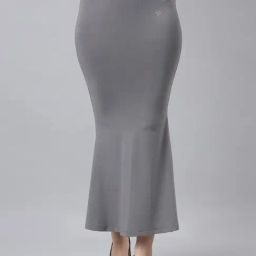 TWIN BIRDS Grey Plain Saree Shapewear-image-95