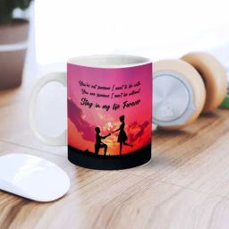 eCraftIndia Pink Ceramic Boy Proposing Girl Printed Coffee Mug (0.25 L)-image-4
