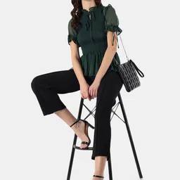 BAESD Tie-Up Neck Peplum Top-image-43