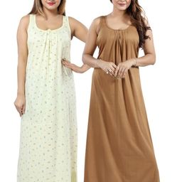 Inner Beats Women Pack Of 2 Multicoloured Cotton Blend Nightdress-picture-31